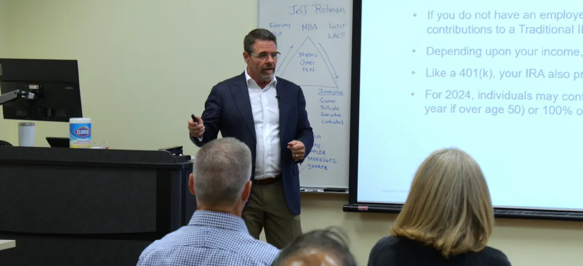 Jeffrey R. Rotman presenting to a room of producers